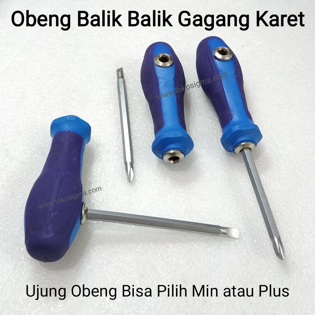 Obeng Set Bolak Balik 2in1 Reparasi Screw Driver Slotted Gagang Karet