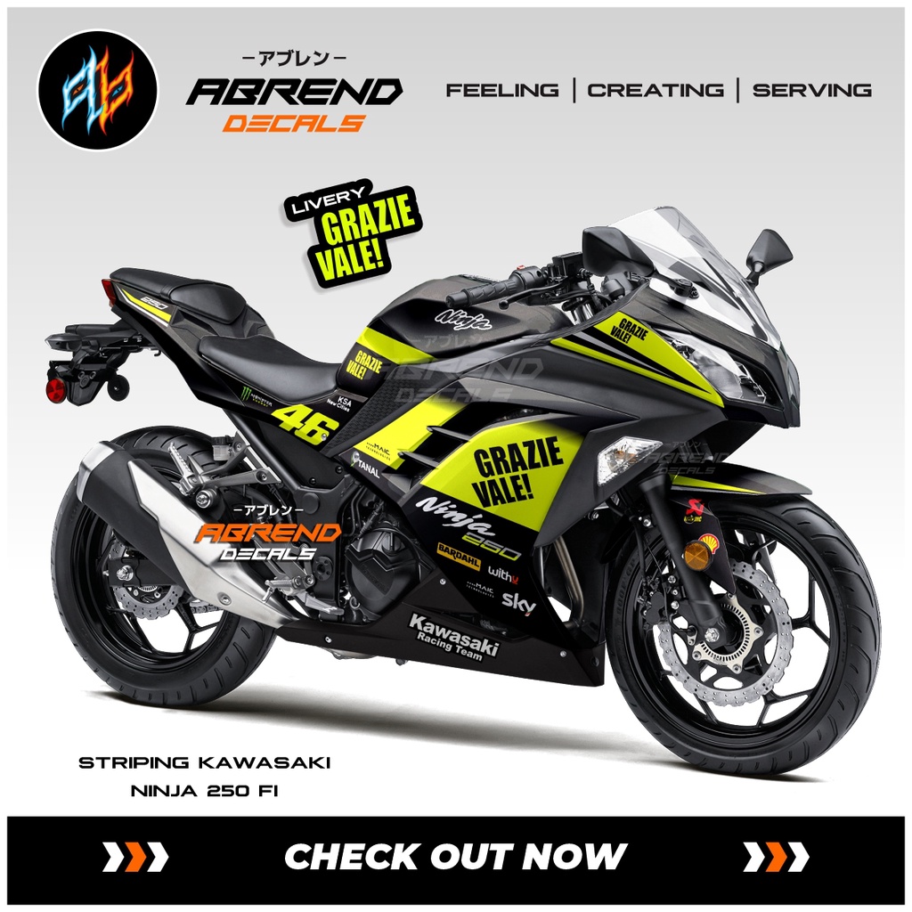 Striping Ninja 250 Fi Livery Grazie Vale / Stiker Motor kawasaki Ninja Fi Desain Csutom