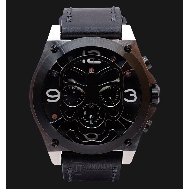 Expedition EXF-6699-MCLTBBA Man Black Dial Black Leather Extra Skull Bracelet
