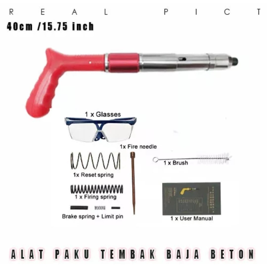 ShotNail Gun Fastening Gun Ramset Gun Alat Paku Tembak Beton Kayu/ Ubin Keramik/ Baja/ Dinding Semen T-REX 915 Paku 7.3mm