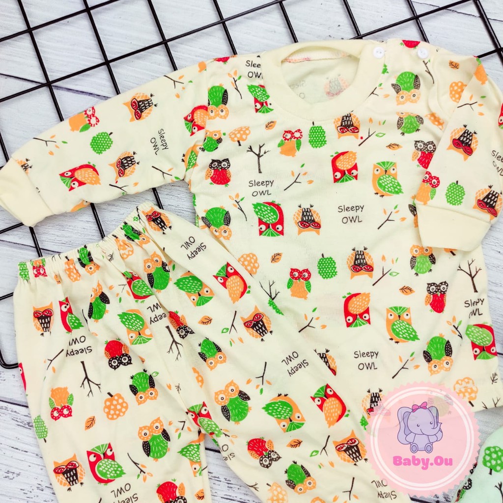 Setelan Bayi Panjang Motif OWL / Setelan Piyama Bayi / Baju Bayi Panjang Merk Nadila / Baby.ou