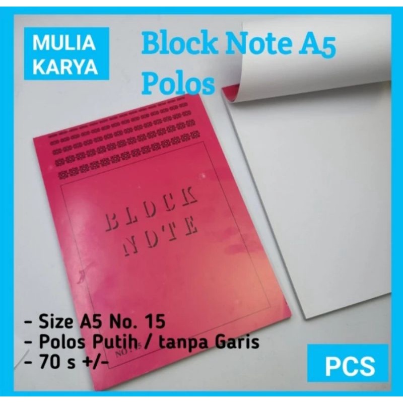 

Buku Block Note A5 Polos Tanpa Garis ( 10 buku )
