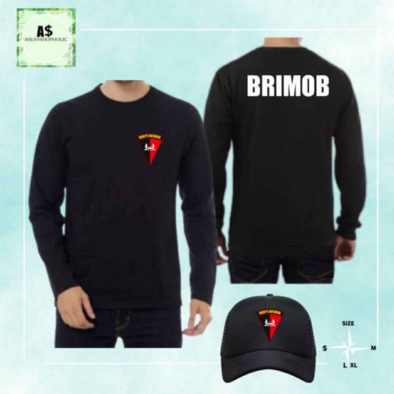 kaos baju lengan panjang brimob fre topi kaos brimob