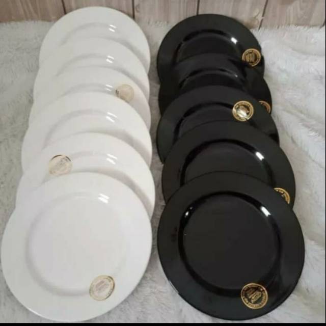 (12 pcs) Piring kue piring mewah hitam putih ukuran 7 inch  P5407 Golden Dragon