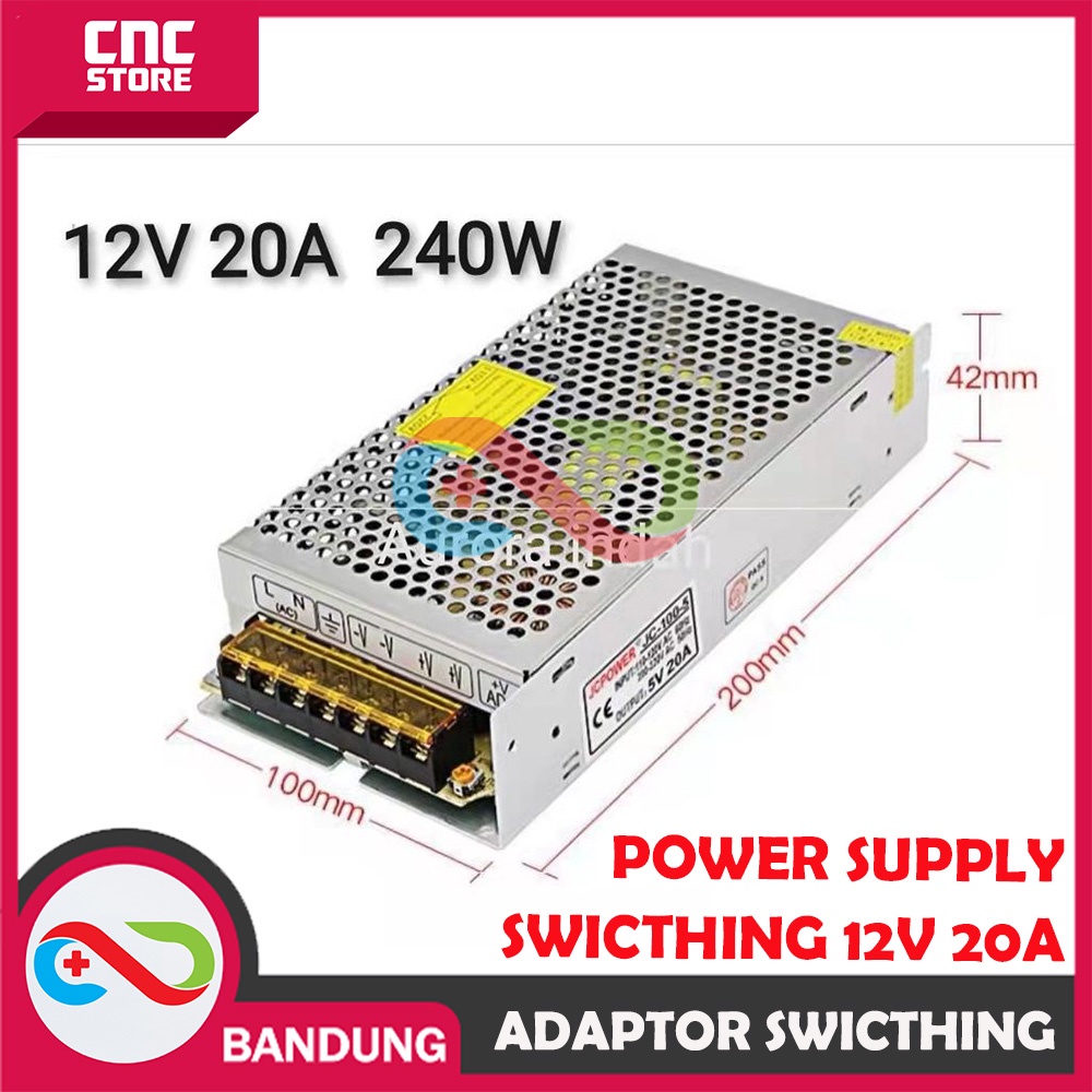 POWER SUPPLY SWITCHING PSU 12V 20A HIGH QUALITY ADAPTOR JARING 12V 20A SWITCHING POWER SUPPLY