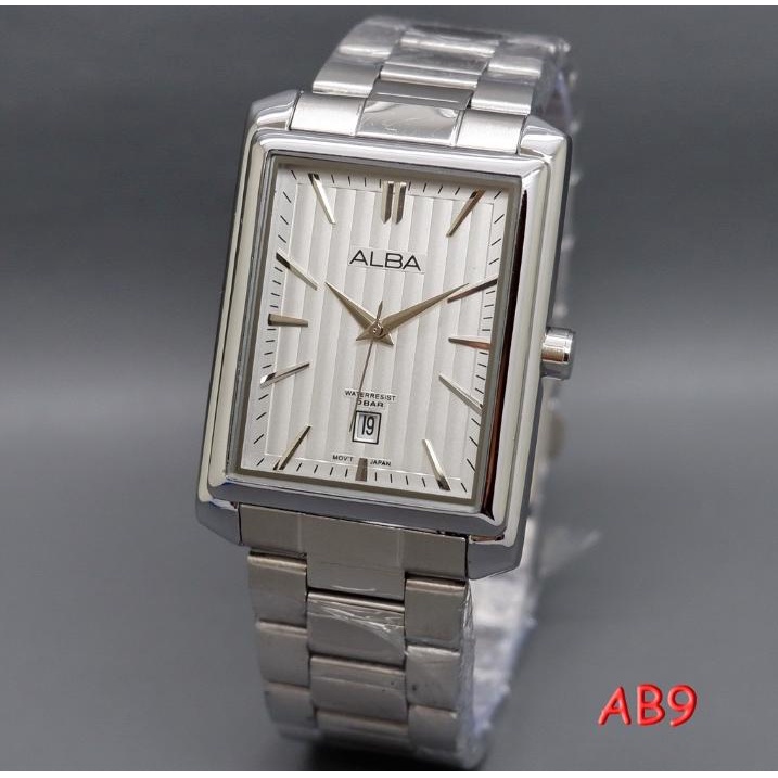 Jam Tangan Fashion Alba Pria Dan Wanita Tanggal Aktif Disean Kotak /Jam Tangan Simple