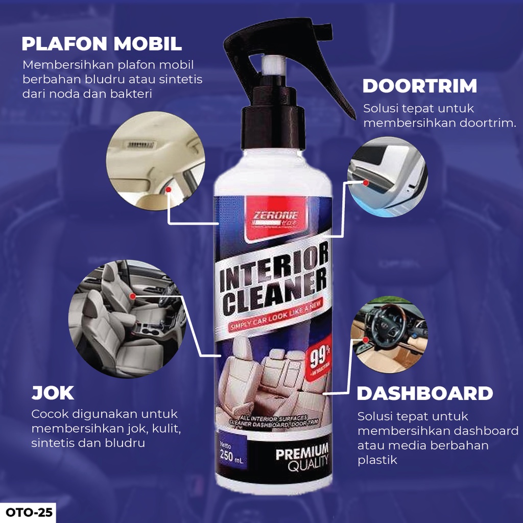 Perawatan pembersih penghilang jamur kaca baret body mobil jok dashboard plafon zerone interior cleaner