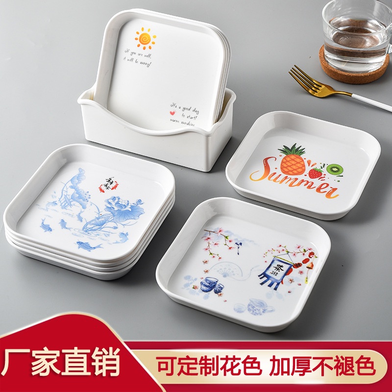 Piring melamin motif bunga Pring milamin kotak karakter kembang Nampan minimalis souvenir pernikahan