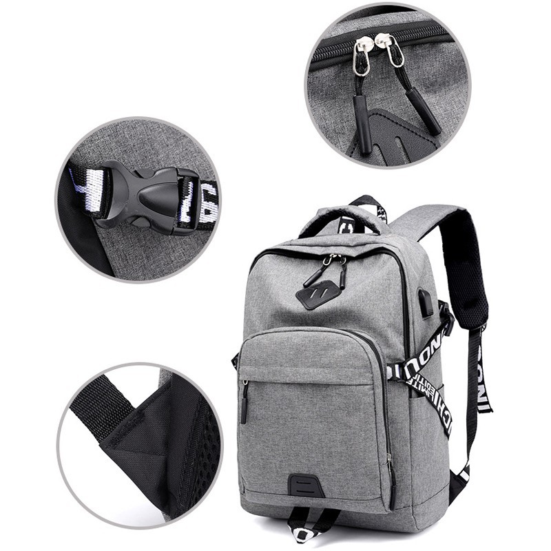 Mainland Tas Ransel Pria Kanvas Backpack Multifungsi Tas Laptop Sekolah USB Port Charger TR204