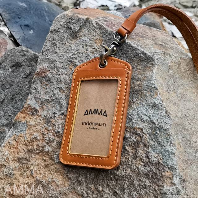 

ID Holder Nametag gantungan kulit leather AMMA
