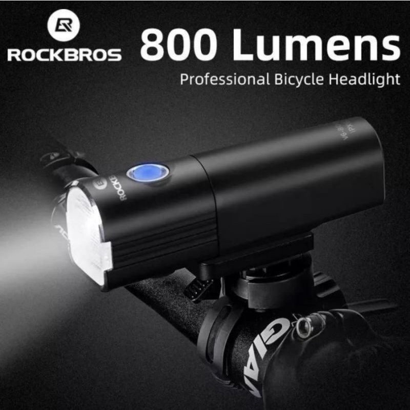 LAMPU DEPAN SEPEDA ROCKBROS V6 800lm lumen ORIGINAL BICYCLE LIGHT MTB RB lipat