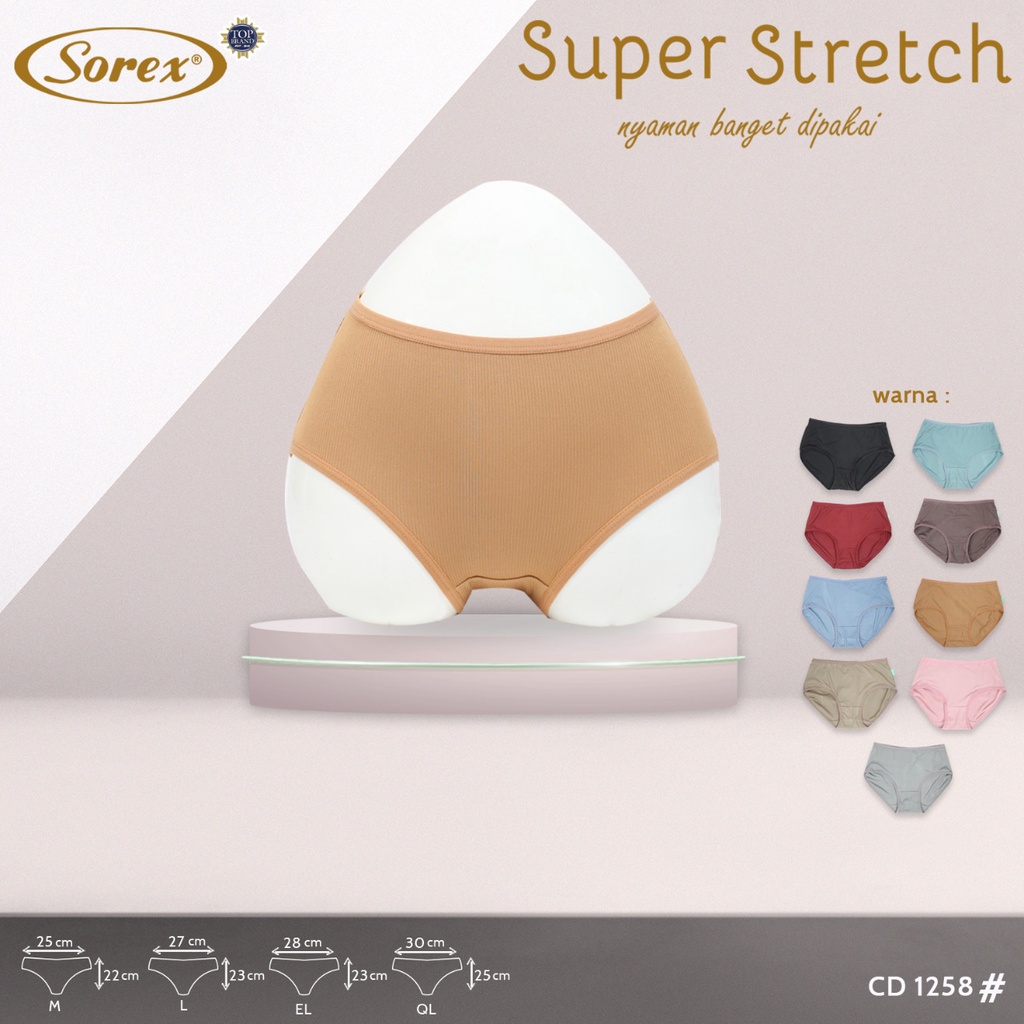 Sorex Celana Dalam Wanita - CD 1258 - Midi Panty - Super Stretch Karet Kecil - M - XXL