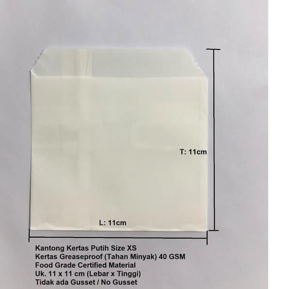 

TERLARIS BRANDS FESTIVAL Kantong Flat Kantong Kertas Putih 11x11 (XS) Anti Minyak Greaseproof