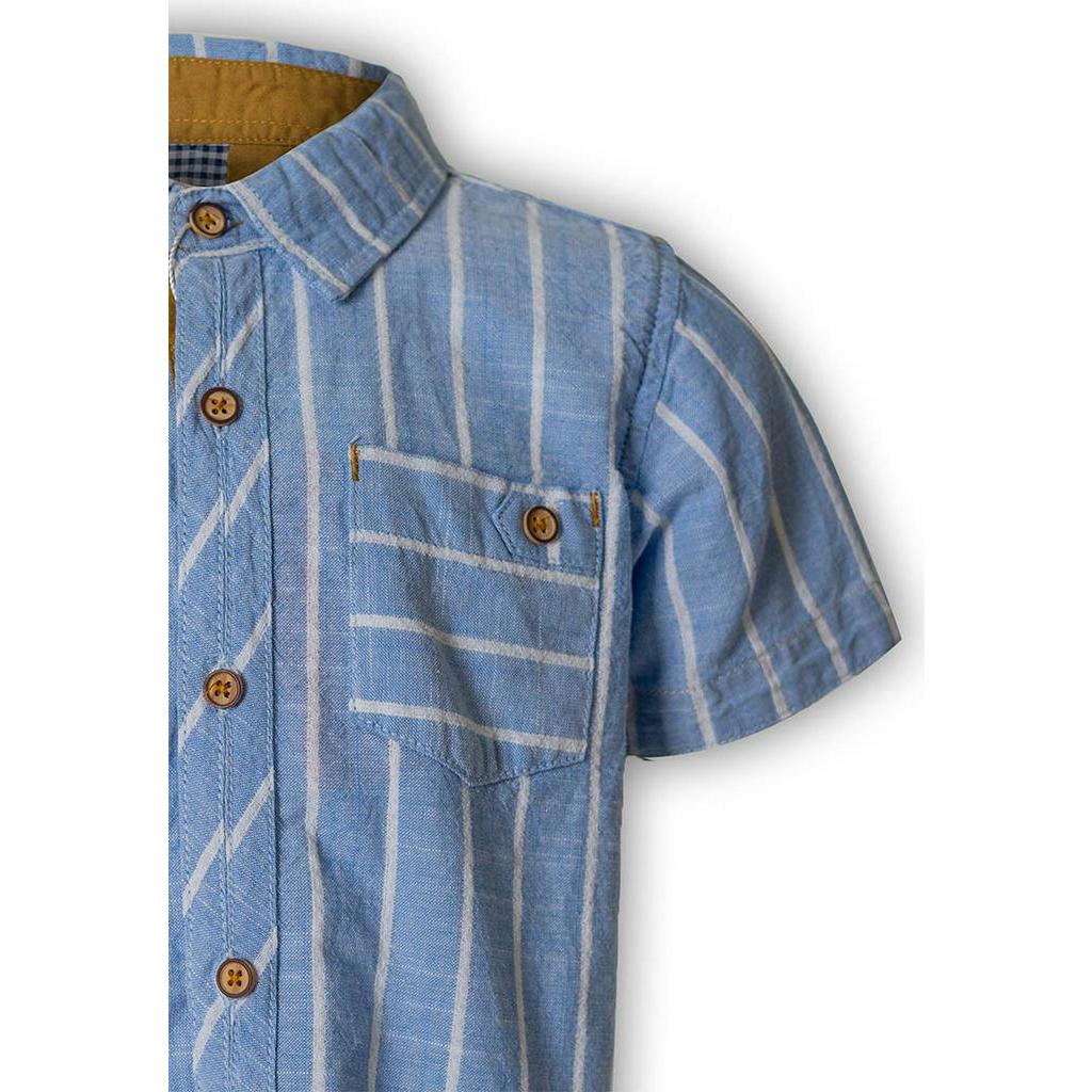 Osella Baju Anak Laki Laki Kemeja Lengan Pendek Stripe Blue Batita-2