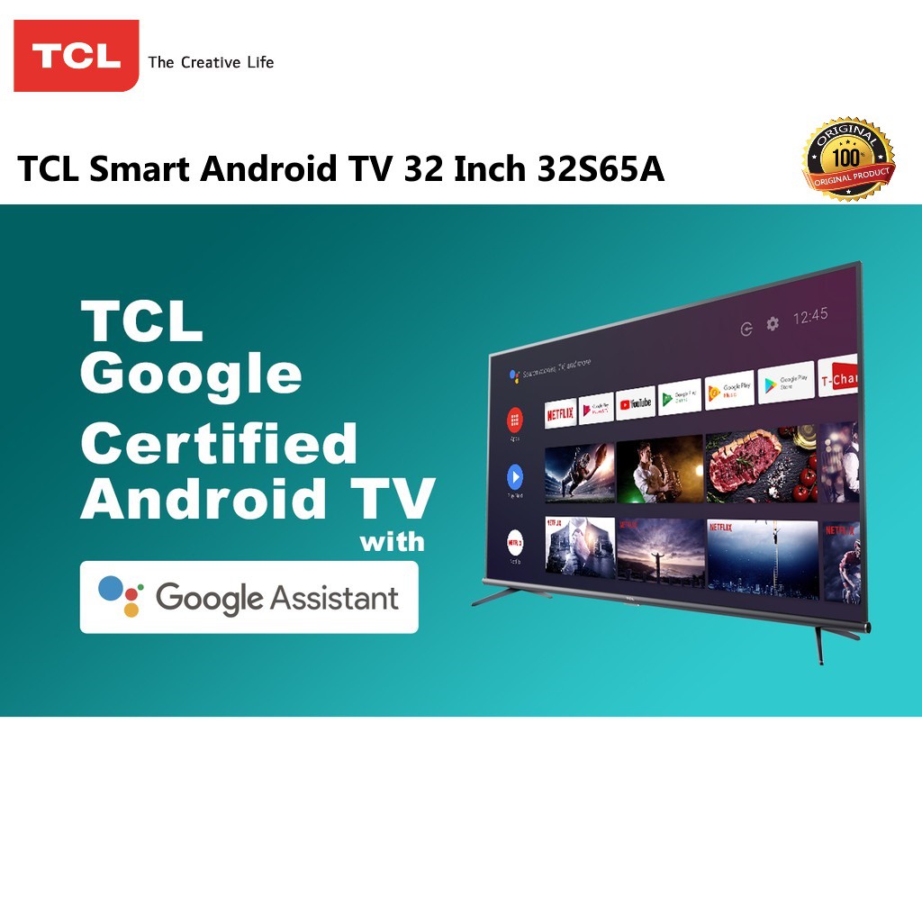 LED TV SMART ANDROID TV TCL 32 Inch L32S65A Digital TV-Android TV-Google Assistant-HDR-Borderless