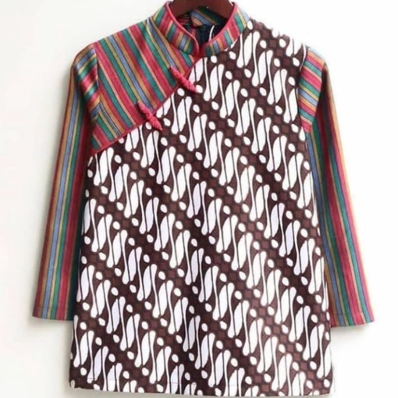 blouse kombinasi lurik