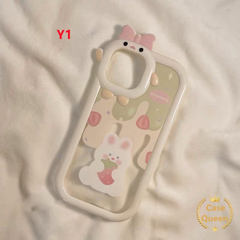 Soft Case TPU Motif Kartun Es Krim Beruang Kelinci 3D Untuk IPhone 6 6S 7 8 14 Plus 11 13 12 14 Pro MAX XR X XS MAX SE