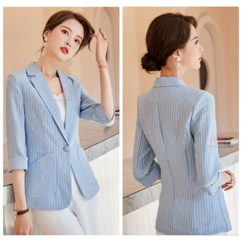 MDLV ~ 37700# Morena Striped Blazer Salur Blazer Premium Fashion Import