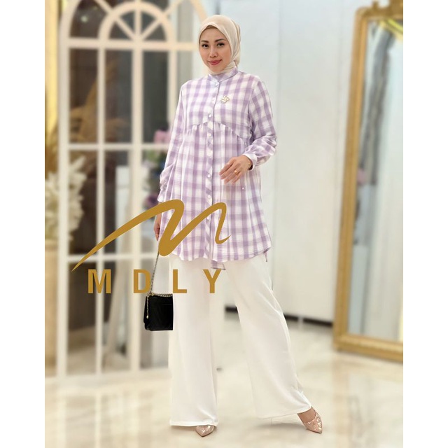 Gamis Dress Stelan Wanita Terbaru Special Ungu dan Kuning  Helua Set By Mdly