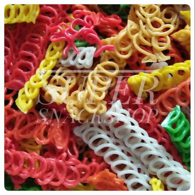 KERUPUK SEBLAK MENTAH / KRUPUK KERING / KERIPIK KERUPUK RANTAI / RANTE / KEPANG WARNA 500 GR