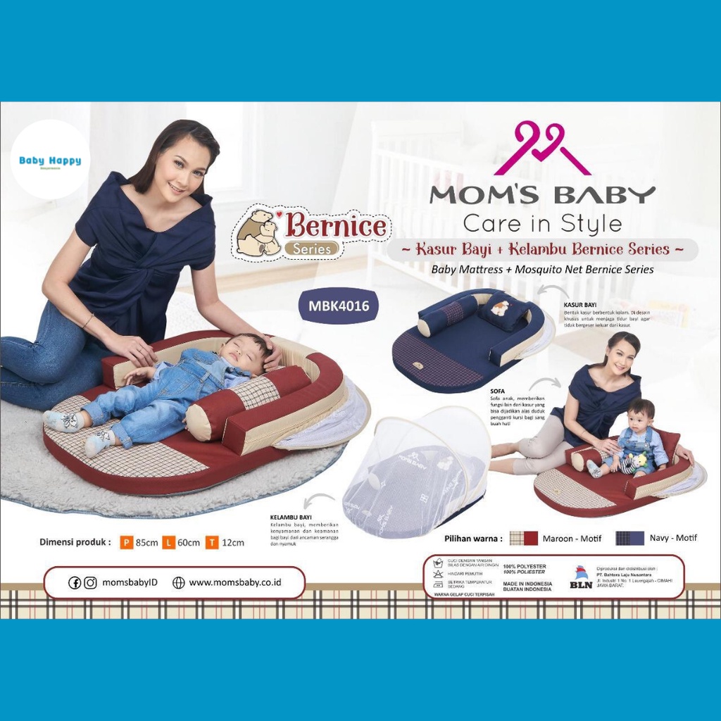 Moms Baby Kasur Bayi + Kelambu Bernice Series MBK 4016