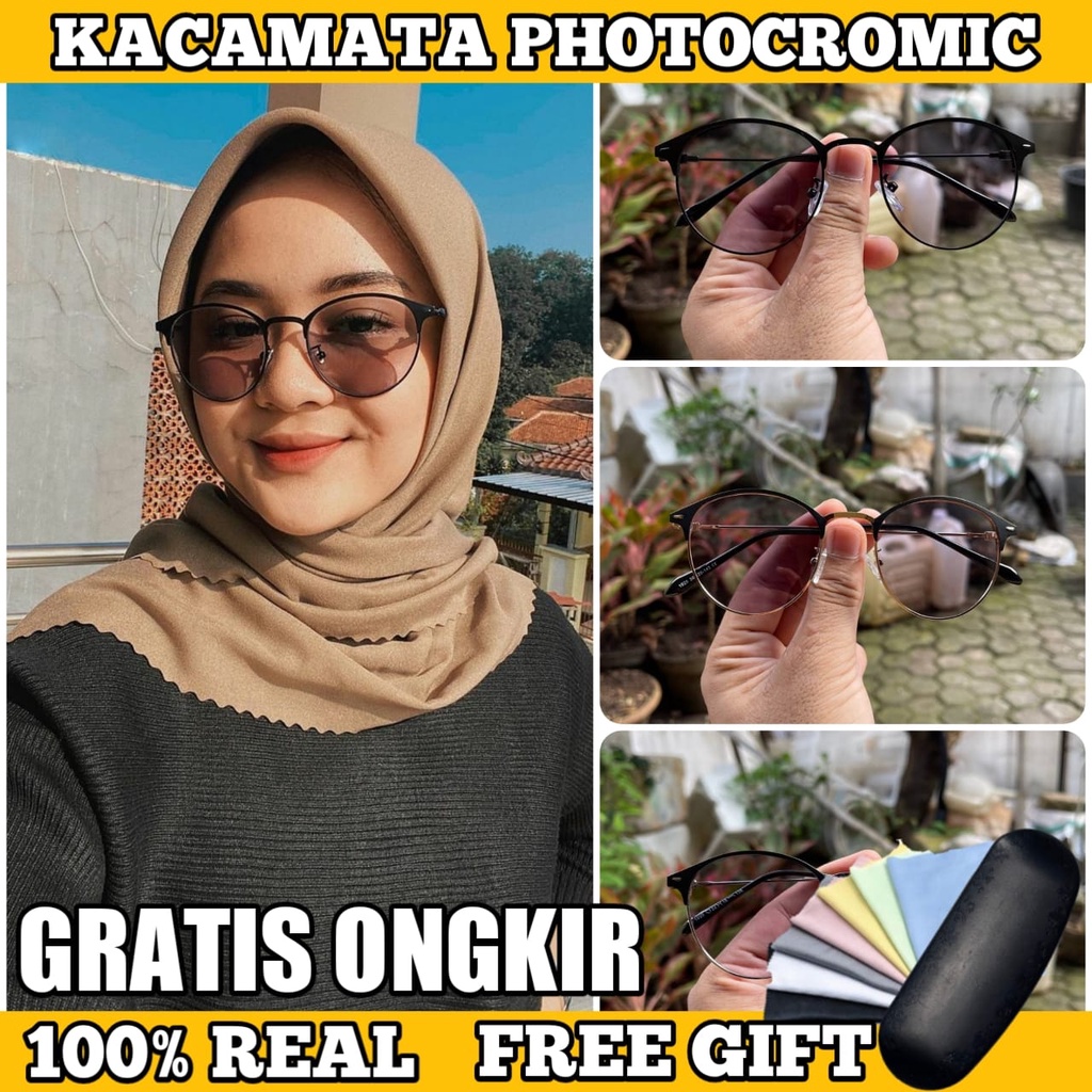 2IN1 KACAMATA PHOTOCROMIC F1920 OVAL TITANIUM WANITA PRIA FRAME OPTIK VINTAGE FASHION STYLE