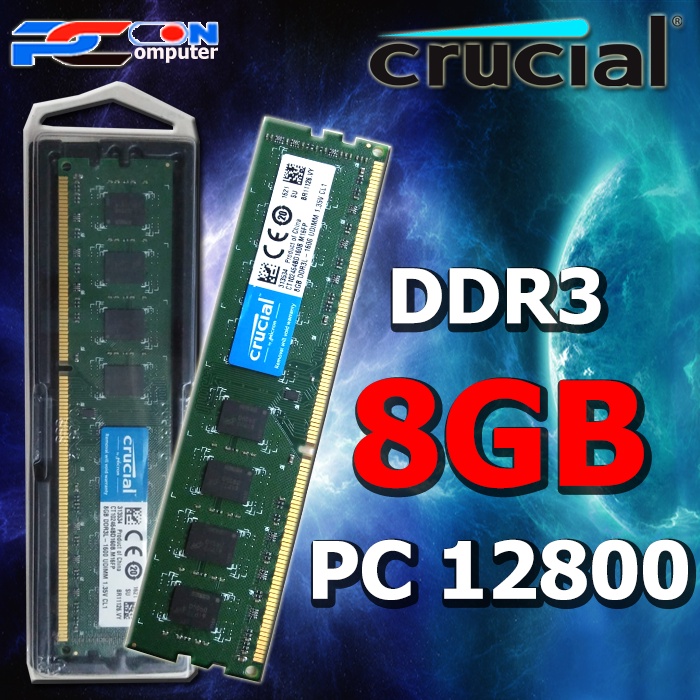 RAM MEMORY LONGDIM PC DDR3 8GB PC-12800 CRUCIAL