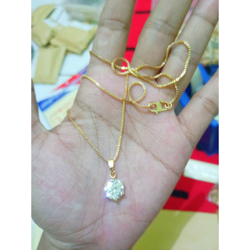 kalung itali set liontin mata 1 perhiasan wanita gold paket aksesoris fashion wanita