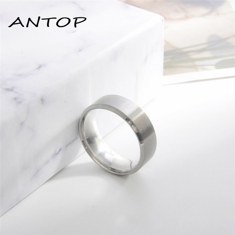 Cincin Matte Stainless Steel Punk Sederhana Untuk Hadiah Perhiasan Fashion Pria ANTOP