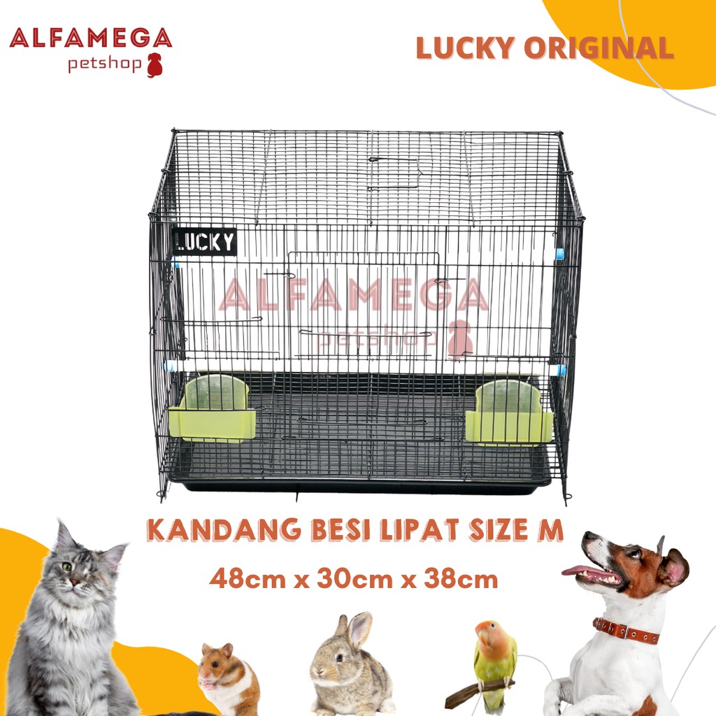 KANDANG KUCING BESI LIPAT SANGKAR UMBARAN SIZE 50x40x30 BURUNG LOVEBIRD PLECI LUCKY ORIGINAL