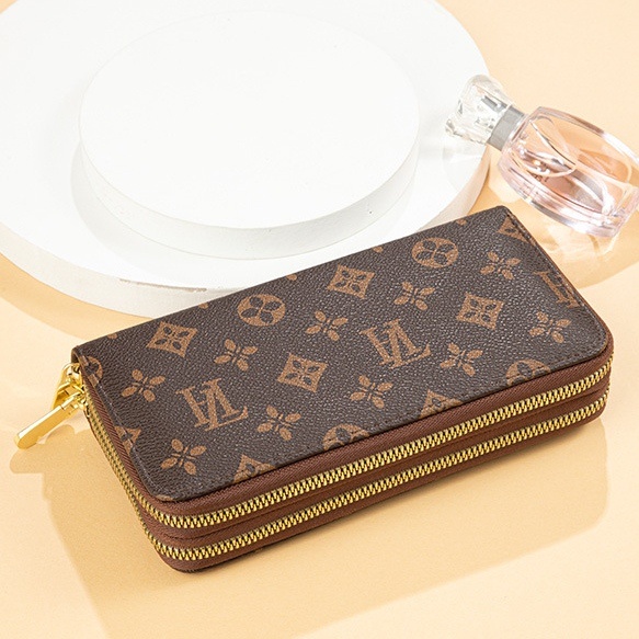 DOMPET PANJANG WANITA 2 RESLETING PREMIUM KULIT COKLAT CANDY WA446B7 BRANDED CEWEK SLOT KARTU UANG BESAR MUAT HP KOREA REMAJA KEKINIAN MURAH IMPORT BATAM