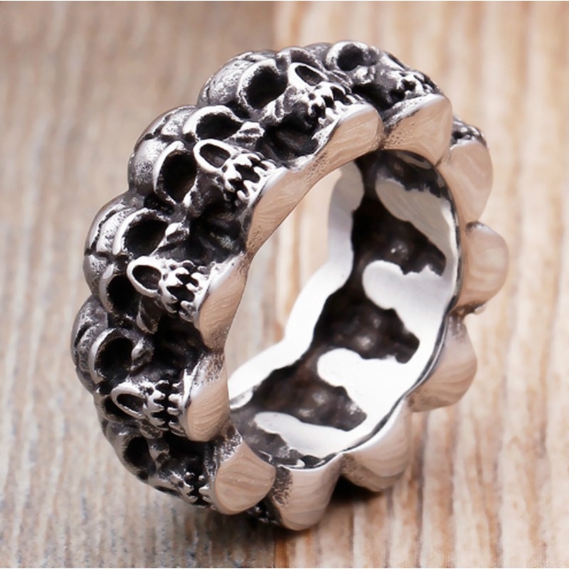 Vintage Fashion Punk Skull Men Ring Goth Rocker Hippie Hipster Skeleton Finger Ring Male Big Rings for Men Jewelry