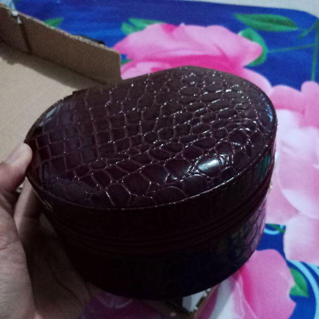 Kotak Emas Tempat Perhiasan & Aksesoris - Traveller Jewelry Box Maroon Croco