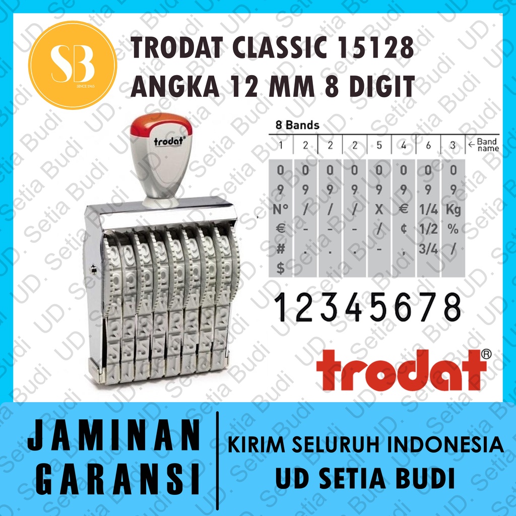 Stempel Trodat Classic 15128 Angka / Numbers 12 mm 8 digit