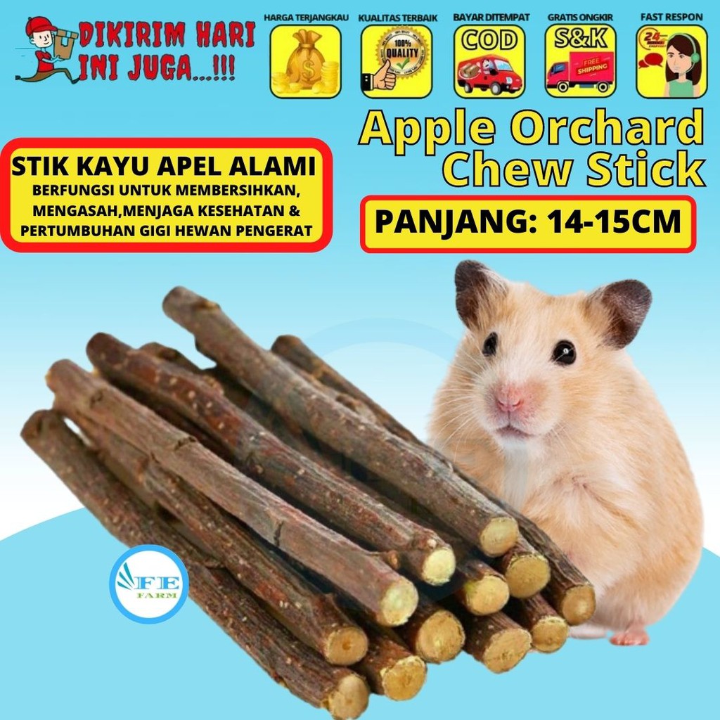 Stik Kunyah Kayu Apel Alami Untuk Kelinci hamster Marmut FEFARM