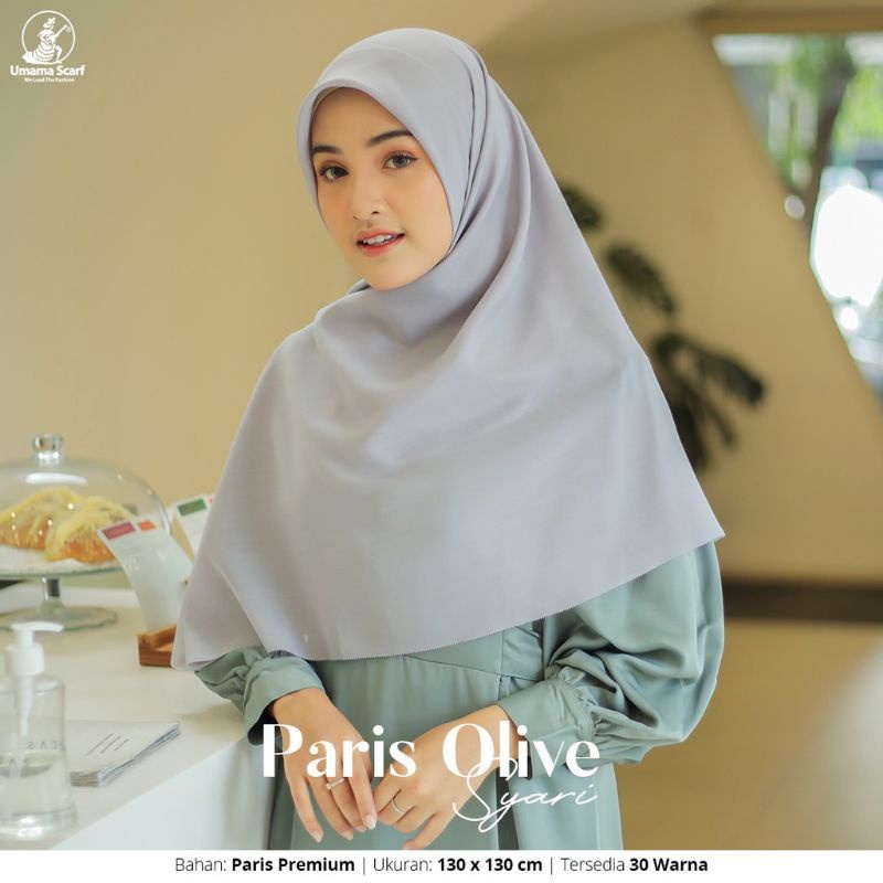 PAKET HEMAT ISI 3PCS PARIS OLIVE SYAR'I, UMAMA ORIGINAL, HIJAB SEGI EMPAT JUMBO UKURAN 130X130, ADA LOGO UMAMA NYA