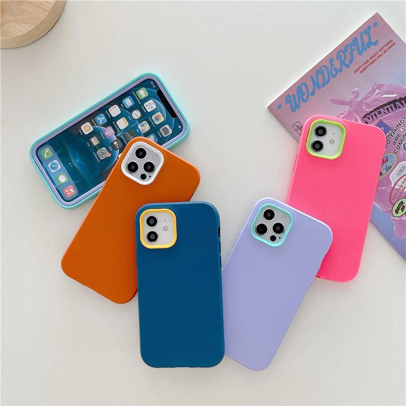 3 in 1 Soft Case Silikon Warna Permen Untuk iPhone 13 12 11 Pro Max