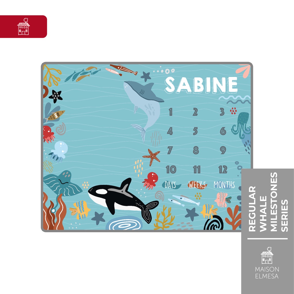 Maison Elmesa Baby Blanket Selimut Bayi Selimut Nama Whale Milestones Series