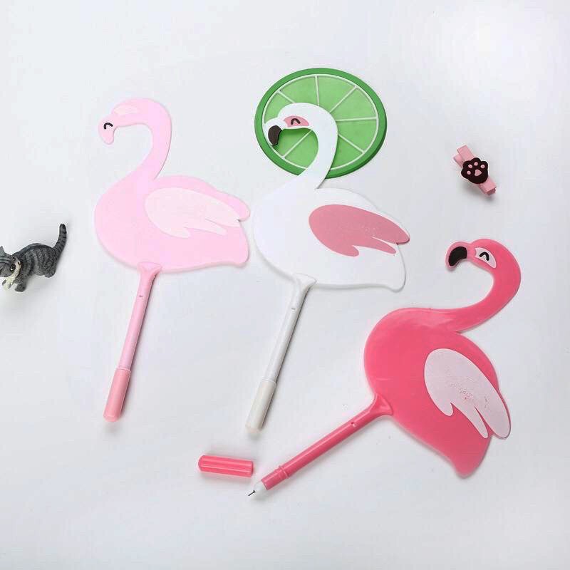 Bolpoin KIPAS FLAMINGO / Pulpen Kipas Flamingo / Pena Kipas Kartun Flamingo Simple Elegan Unik