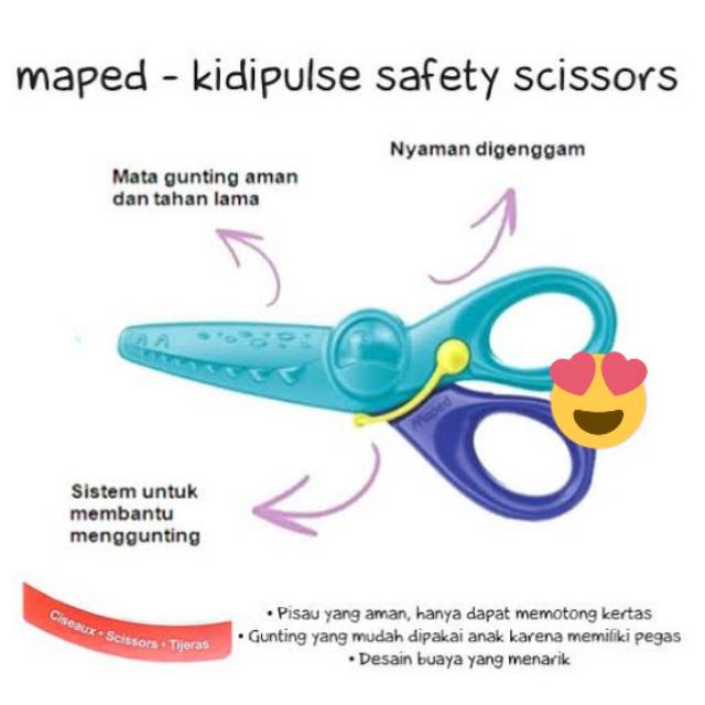 

Maped kidipulse safety secutrity scissors gunting belajar anak plastik aman menggunting kids
