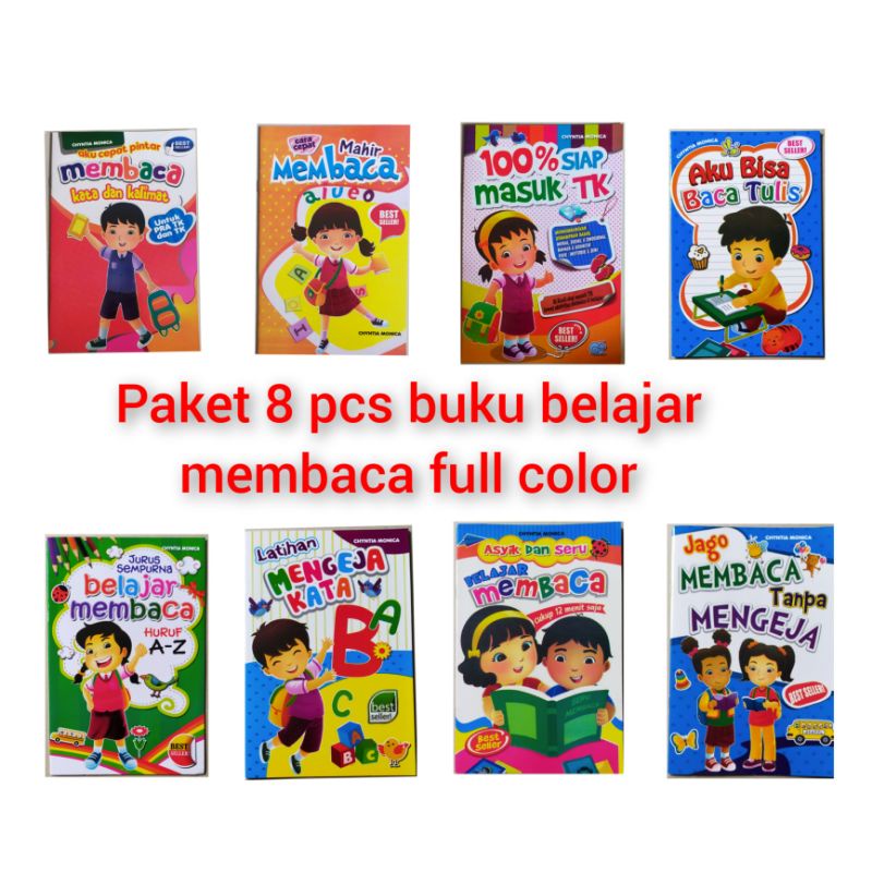 

paket 8 pcs buku pintar membaca/buku TK warna
