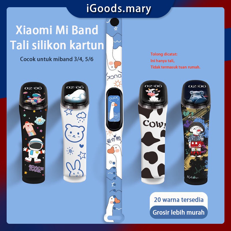 Mi Band 3 4 5 6 Silica Gel Strap Cetak Kartun Tali Pengganti Motif Unik