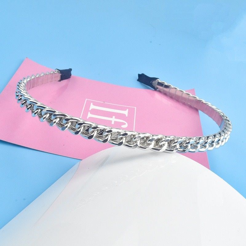 Bando Motif Rantai ukuran 1.1cm Bando Besi Emas Perak Bandana Korea bahan Alloy Chain Metal Headband Bando Bandana Gaya korea Aksesoris Rambut Murah