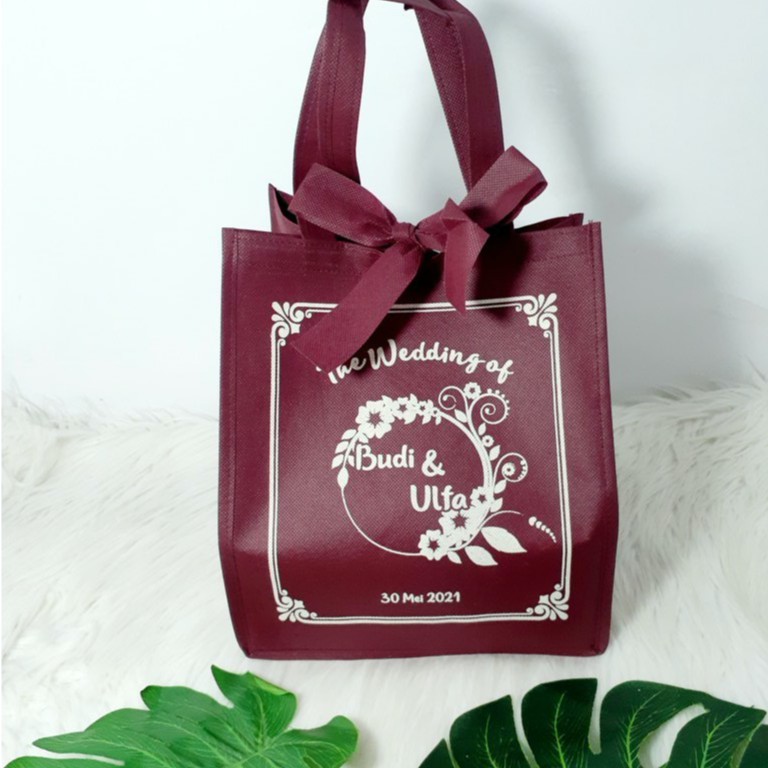 

Tas Goodie Bag Pernikahan wedding Sablon tali Pita