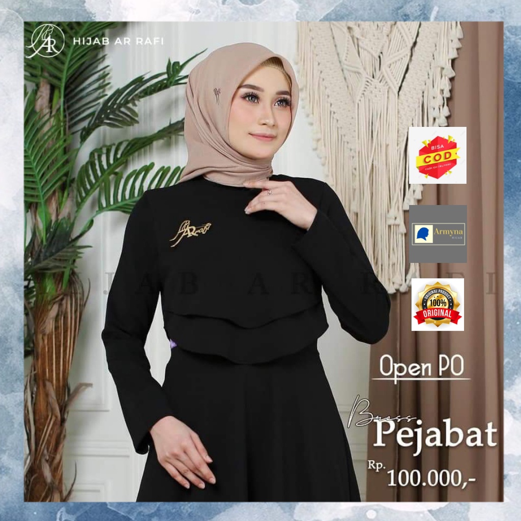 Bros Jilbab Pejabat ARRAFI Bross Hijab Dada Gold Premium Mewah Cantik Elegan Original
