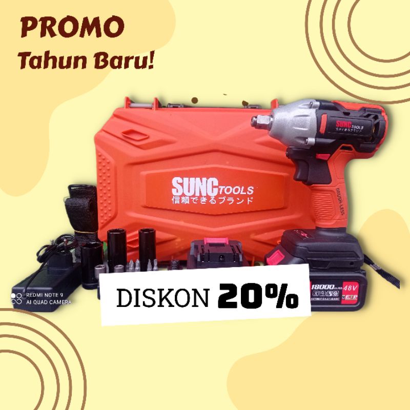 Mesin pembuka baut motor mobil Sunc 48V &amp; 48s Cordless Impact wrench