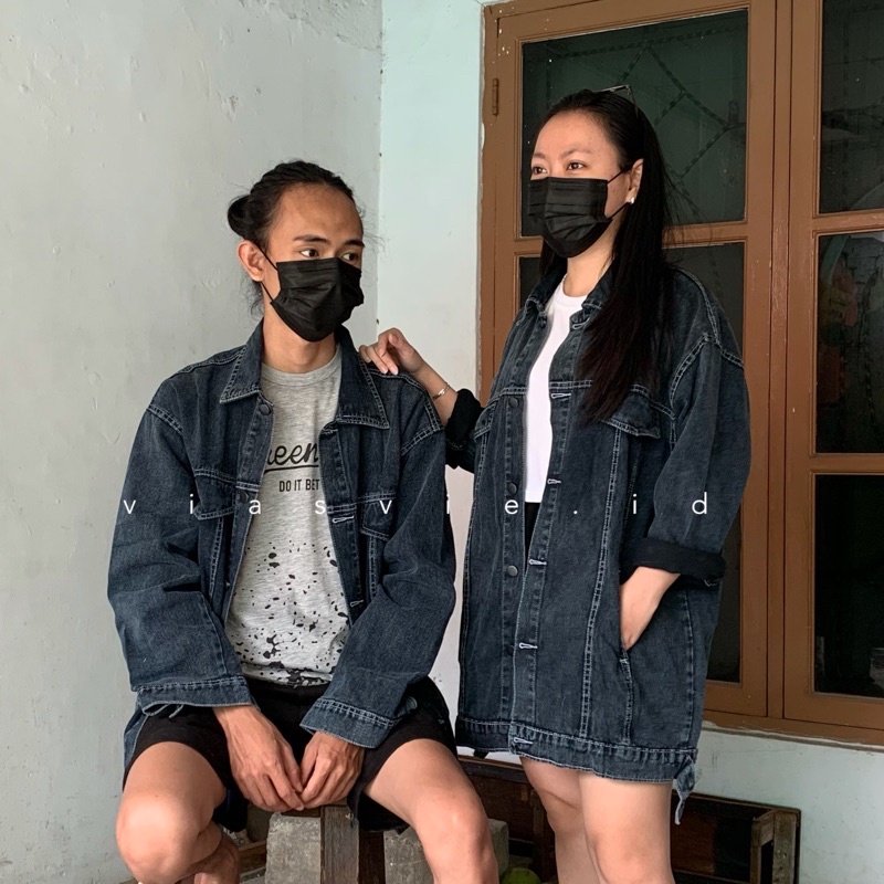 ROSE Oversized Jaket Jeans / Jaket Jeans Jumbo-Snowblack