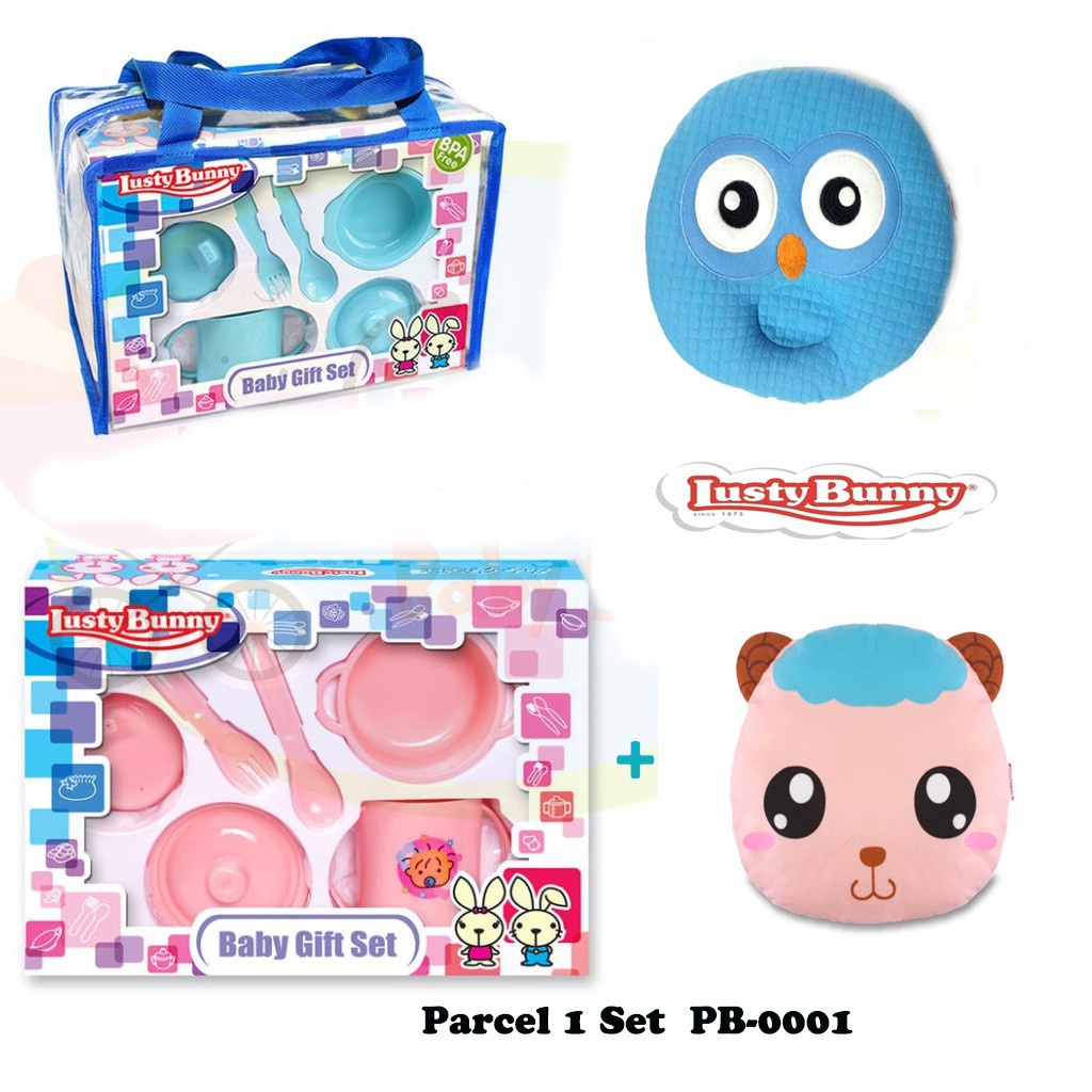 Lusty Bunny Parcel Giftset Bantal Peyang+Feeding Set Bayi