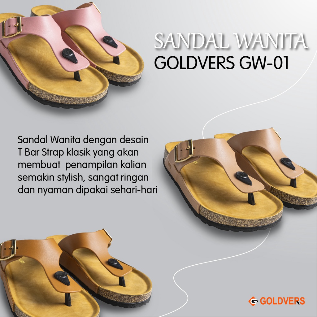 INDORAYA STORE Sandal Wanita Original GOLDVERS Model Jepit Casual Premium Hight Quality