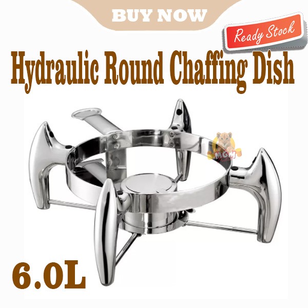 Prasmanan Hydraulic Round Chafing Dish 6.0L Bulat with SOFT CLOSING